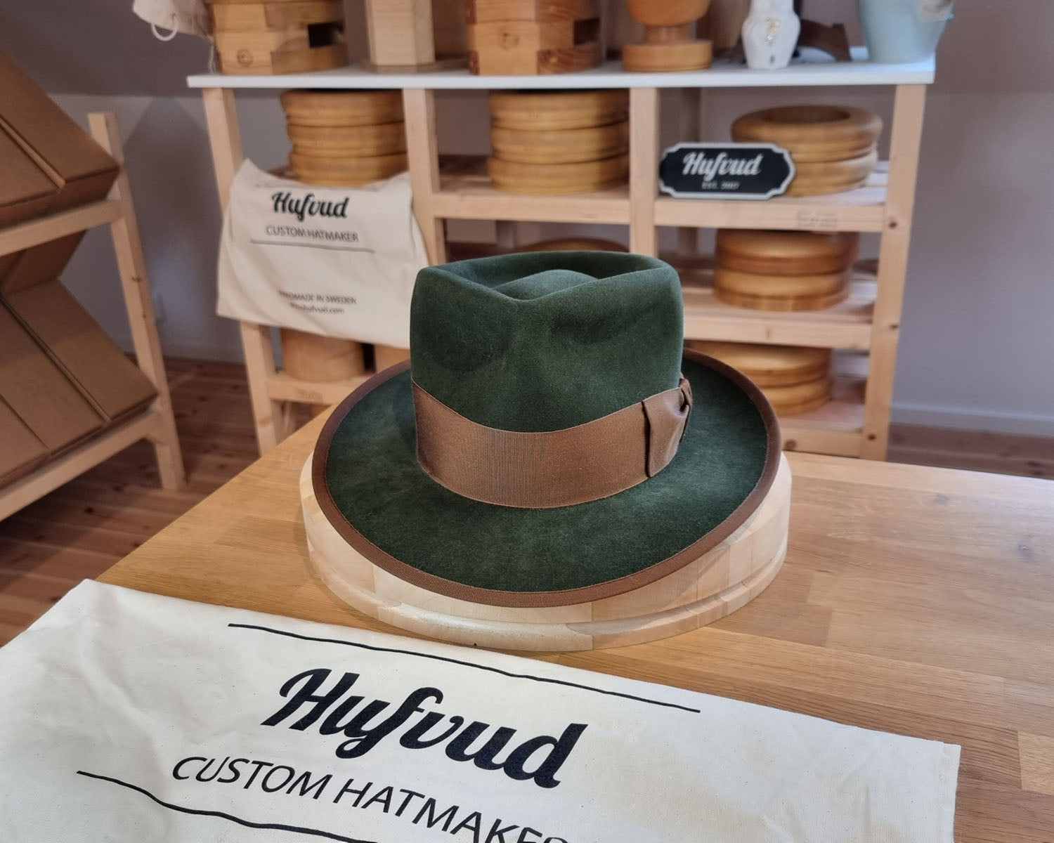 WHIPPET FEDORA | 100X NUTRIA | MOSS GREEN COLOR | SIZE 59, US 7 3/8