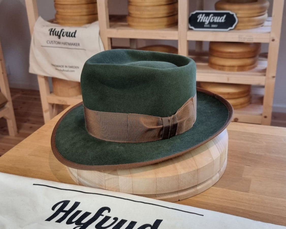 WHIPPET FEDORA | 100X NUTRIA | MOSS GREEN COLOR | SIZE 59, US 7 3/8