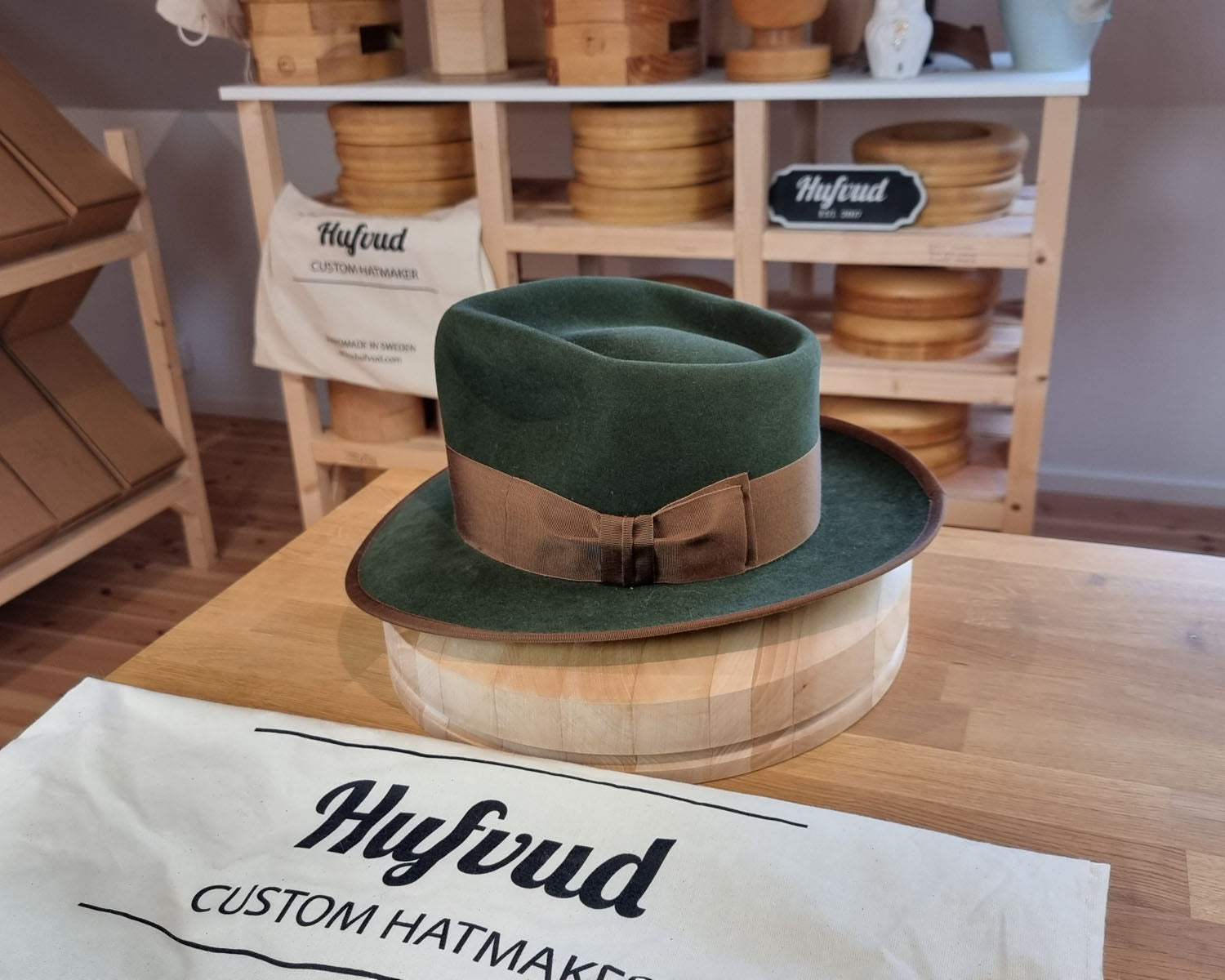 WHIPPET FEDORA | 100X NUTRIA | MOSS GREEN COLOR | SIZE 59, US 7 3/8