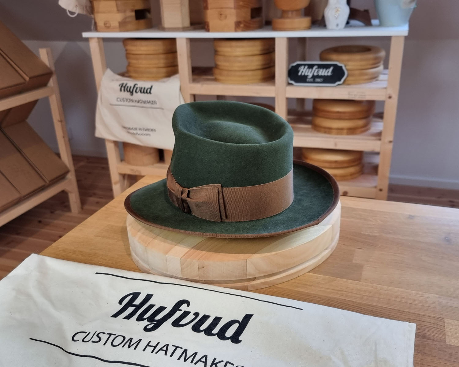 WHIPPET FEDORA | 100X NUTRIA | MOSS GREEN COLOR | SIZE 59, US 7 3/8