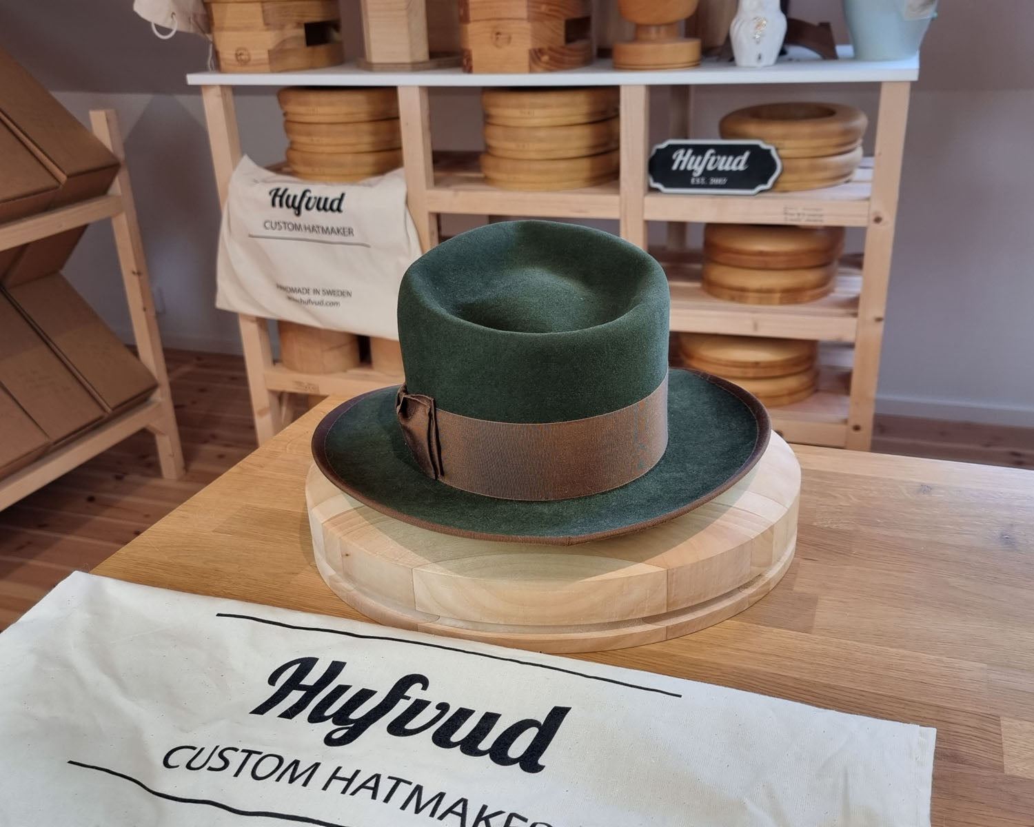 WHIPPET FEDORA | 100X NUTRIA | MOSS GREEN COLOR | SIZE 59, US 7 3/8