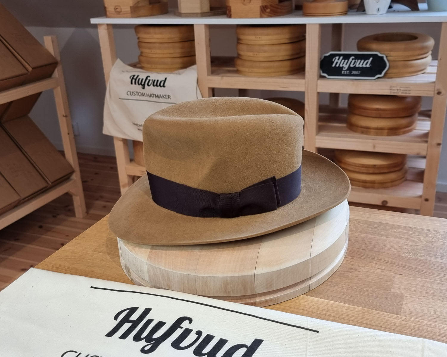 LEIFUR Lucky FEDORA | NUTRIA | CAMEL COLOR | SIZE 59, US 7 3/8