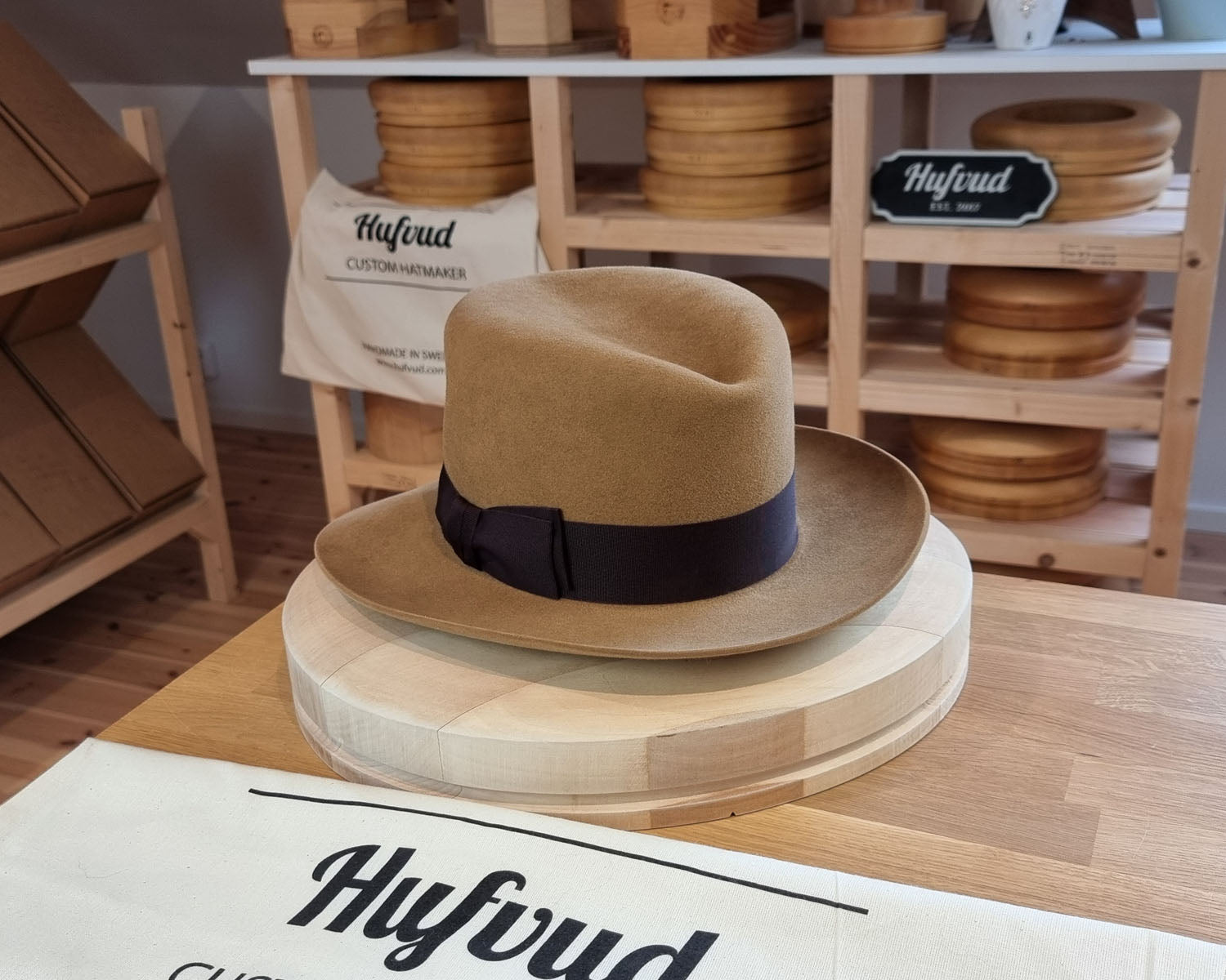 LEIFUR Lucky FEDORA | NUTRIA | CAMEL COLOR | SIZE 59, US 7 3/8