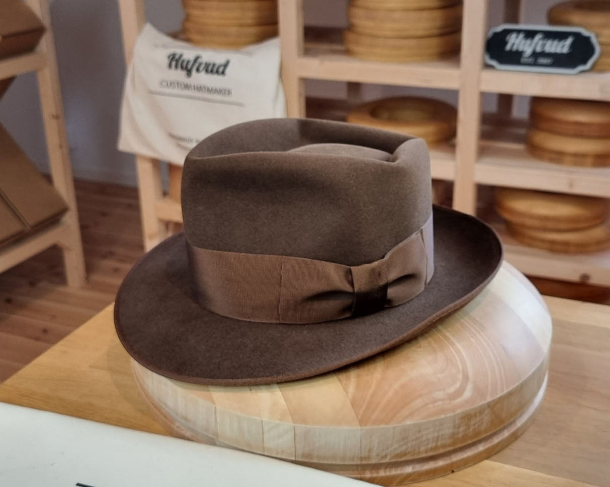 BOGART Maltese Falcon Crease FEDORA | SABLE BROWN COLOR | 30X BEAVER BLEND | SIZE 56, US 7