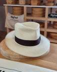 LEIFUR Lucky FEDORA | HAND WOVEN ECUADORIAN STRAW | CUENCA GRADE TWENTY | NATURAL COLOR | SIZE 59, US 7 3/8