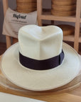 LEIFUR Lucky FEDORA | HAND WOVEN ECUADORIAN STRAW | CUENCA GRADE TWENTY | NATURAL COLOR | SIZE 59, US 7 3/8