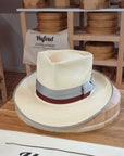 BOGART FEDORA | HAND WOVEN ECUADORIAN STRAW | NATURAL COLOR | CUENCA GRADE TWELVE | SIZE 58, US 7 1/4