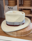 BOGART FEDORA | HAND WOVEN ECUADORIAN STRAW | NATURAL COLOR | CUENCA GRADE TWELVE | SIZE 58, US 7 1/4