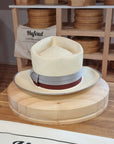 BOGART FEDORA | HAND WOVEN ECUADORIAN STRAW | NATURAL COLOR | CUENCA GRADE TWELVE | SIZE 58, US 7 1/4