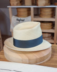 BOGART FEDORA | HAND WOVEN ECUADORIAN STRAW | NATURAL COLOR | CUENCA GRADE EIGHT | SIZE 60, US 7 1/2