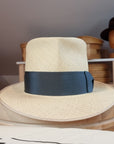 BOGART FEDORA | HAND WOVEN ECUADORIAN STRAW | NATURAL COLOR | CUENCA GRADE EIGHT | SIZE 60, US 7 1/2