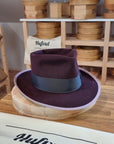 WHIPPET FEDORA | RABBIT & HARE DELUXE BLEND | PLUM COLOR | SIZE 62, US 7 3/4