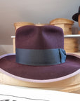 WHIPPET FEDORA | RABBIT & HARE DELUXE BLEND | PLUM COLOR | SIZE 62, US 7 3/4