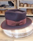 BOGART FEDORA | DARK BROWN RUST | 50X BEAVER BLEND | SIZE 57, US 7 1/8
