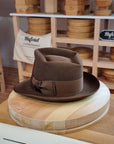 BOGART Maltese Falcon Crease FEDORA | SABLE BROWN COLOR | 30X BEAVER BLEND | SIZE 56, US 7 - Hufvud