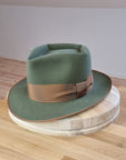 BOGART Maltese Falcon Crease FEDORA | SAGE COLOR | RABBIT & HARE DELUXE BLEND | SIZE 58, US 7 1/4