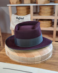 BOGART Maltese Falcon FEDORA | RABBIT & HARE DELUXE BLEND | PLUM COLOR | SIZE 59, US 7 3/8 - Hufvud
