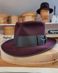 BOGART Maltese Falcon FEDORA | RABBIT & HARE DELUXE BLEND | PLUM COLOR | SIZE 59, US 7 3/8 - Hufvud