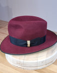 LEIFUR FEDORA | BURGUNDY | RABBIT & HARE DELUXE BLEND | SIZE 60, US 7 1/2