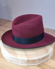 LEIFUR FEDORA | BURGUNDY | RABBIT & HARE DELUXE BLEND | SIZE 60, US 7 1/2