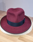 LEIFUR FEDORA | BURGUNDY | RABBIT & HARE DELUXE BLEND | SIZE 60, US 7 1/2