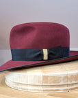 LEIFUR FEDORA | BURGUNDY | RABBIT & HARE DELUXE BLEND | SIZE 60, US 7 1/2