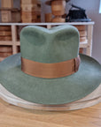 LEIFUR Lucky FEDORA | 50X BEAVER BLEND | SAGE GREEN COLOR | SIZE 60, US 7 1/2