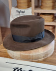 LEIFUR Lucky FEDORA | BEAVER HUNDRED | SABLE BROWN COLOR | SIZE 57, US 7 1/8 - Hufvud