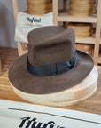 LEIFUR Lucky FEDORA | BEAVER HUNDRED | SABLE BROWN COLOR | SIZE 57, US 7 1/8 - Hufvud