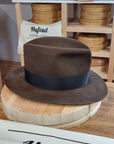 LEIFUR Lucky FEDORA | BEAVER HUNDRED | SABLE BROWN COLOR | SIZE 57, US 7 1/8 - Hufvud