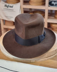 LEIFUR Lucky FEDORA | RABBIT & HARE DELUXE BLEND FELT | SABLE BROWN COLOR | SIZE 56, US 7 - Hufvud