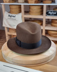 LEIFUR Lucky FEDORA | RABBIT & HARE DELUXE BLEND FELT | SABLE BROWN COLOR | SIZE 58, US 7 1/4 - Hufvud