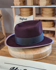 WHIPPET FEDORA | RABBIT & HARE DELUXE BLEND | PLUM COLOR | SIZE 62, US 7 3/4 - Hufvud