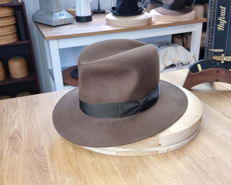 LEIFUR Raven Crown FEDORA | SABLE BROWN | 100X BEAVER | SIZE 62, US 7 3/4