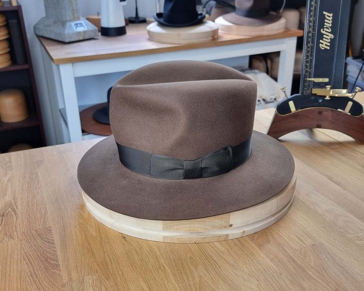 LEIFUR Raven Crown FEDORA | SABLE BROWN | 100X BEAVER | SIZE 62, US 7 3/4