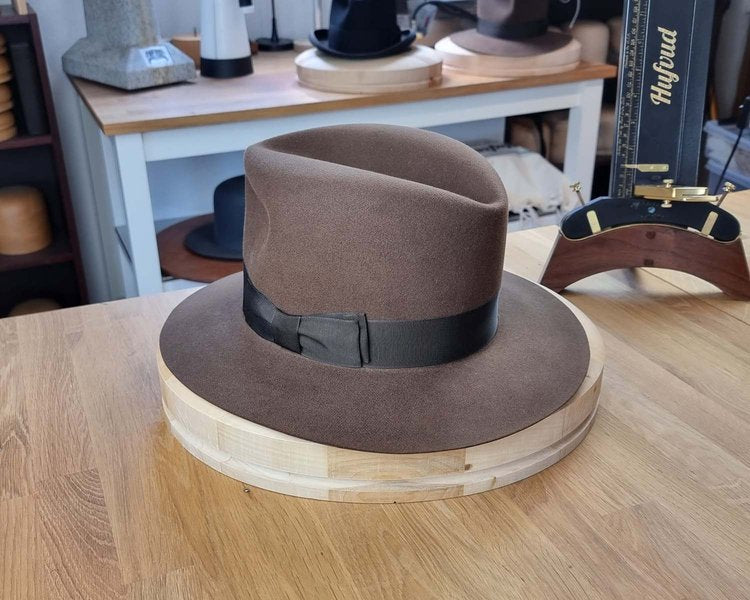 LEIFUR Raven Crown FEDORA | SABLE BROWN | 100X BEAVER | SIZE 62, US 7 3/4