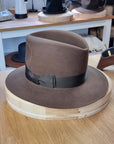 LEIFUR Raven Crown FEDORA | SABLE BROWN | 100X BEAVER | SIZE 62, US 7 3/4