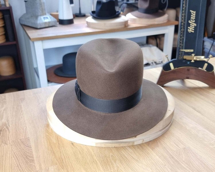 LEIFUR Raven Crown FEDORA | SABLE BROWN | 100X BEAVER | SIZE 62, US 7 3/4