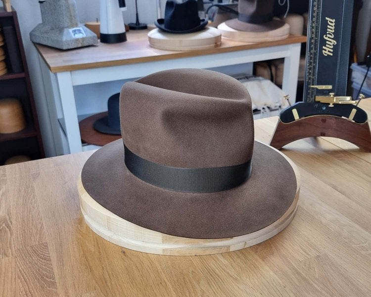 LEIFUR Raven Crown FEDORA | SABLE BROWN | 100X BEAVER | SIZE 62, US 7 3/4