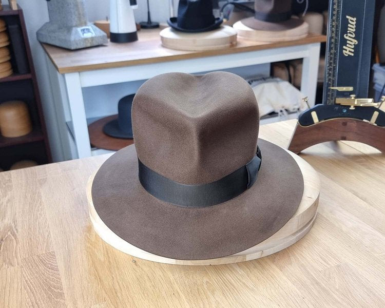 LEIFUR Raven Crown FEDORA | SABLE BROWN | 100X BEAVER | SIZE 62, US 7 3/4