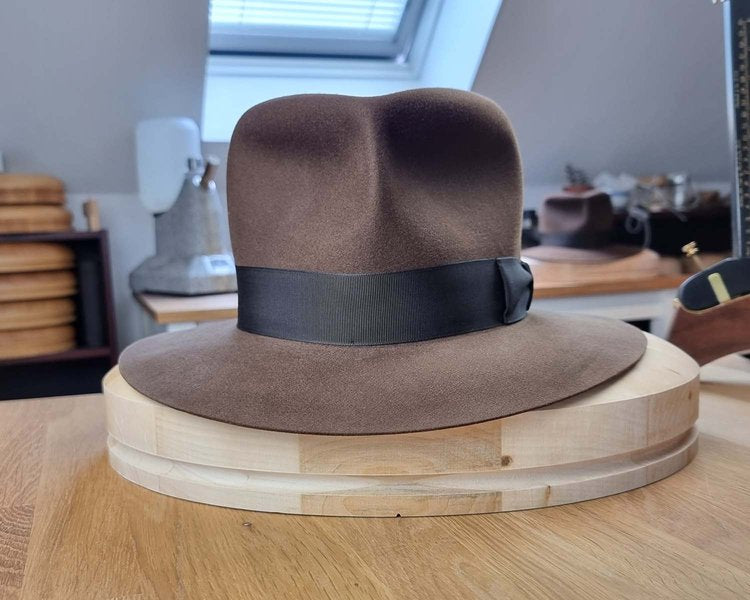 LEIFUR Raven Crown FEDORA | SABLE BROWN | 100X BEAVER | SIZE 62, US 7 3/4