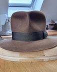 LEIFUR Raven Crown FEDORA | SABLE BROWN | 100X BEAVER | SIZE 62, US 7 3/4