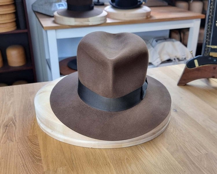 LEIFUR Raven Crown FEDORA | SABLE BROWN | 100X BEAVER | SIZE 59, US 7 3/8