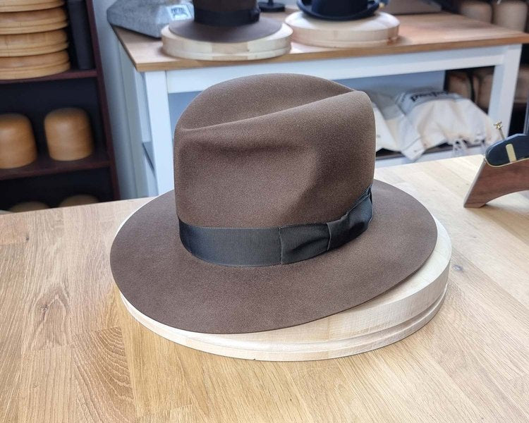 LEIFUR Raven Crown FEDORA | SABLE BROWN | 100X BEAVER | SIZE 59, US 7 3/8