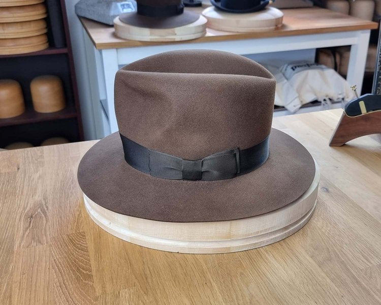 LEIFUR Raven Crown FEDORA | SABLE BROWN | 100X BEAVER | SIZE 59, US 7 3/8