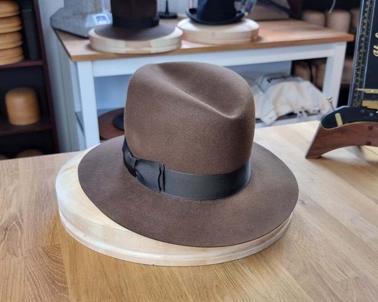 LEIFUR Raven Crown FEDORA | SABLE BROWN | 100X BEAVER | SIZE 59, US 7 3/8