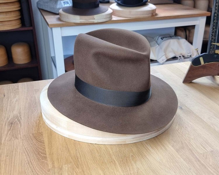 LEIFUR Raven Crown FEDORA | SABLE BROWN | 100X BEAVER | SIZE 59, US 7 3/8