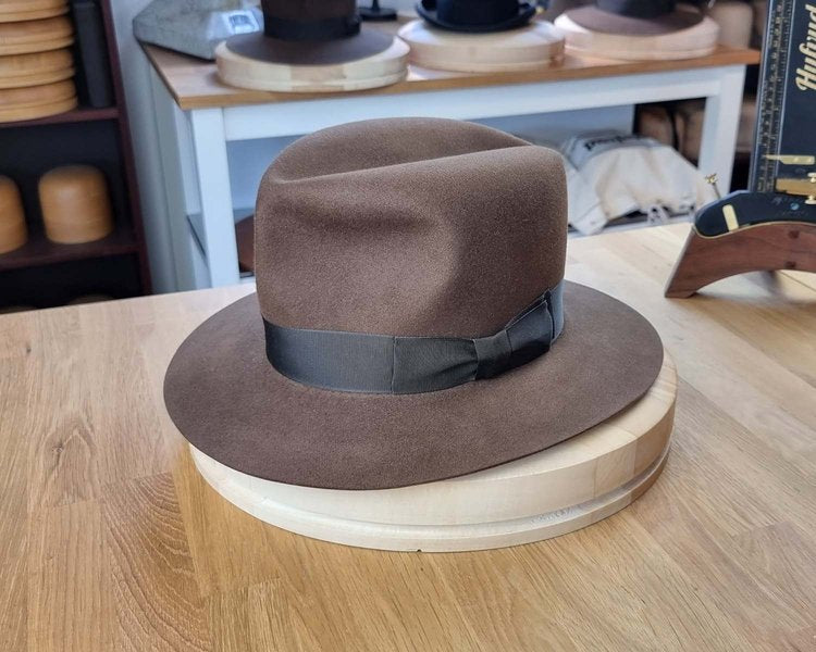 LEIFUR Raven Crown FEDORA | SABLE BROWN | 100X BEAVER | SIZE 60, US 7 1/2