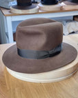LEIFUR Raven Crown FEDORA | SABLE BROWN | 100X BEAVER | SIZE 60, US 7 1/2