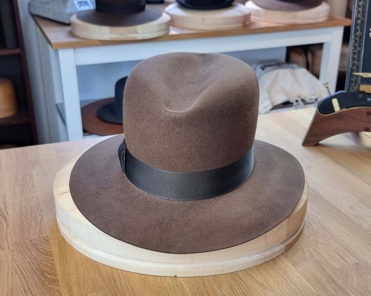 LEIFUR Raven Crown FEDORA | SABLE BROWN | 100X BEAVER | SIZE 60, US 7 1/2